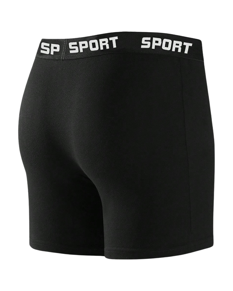 Boxer sportivi uomo neri a gamba lunga – boxer nero di lato