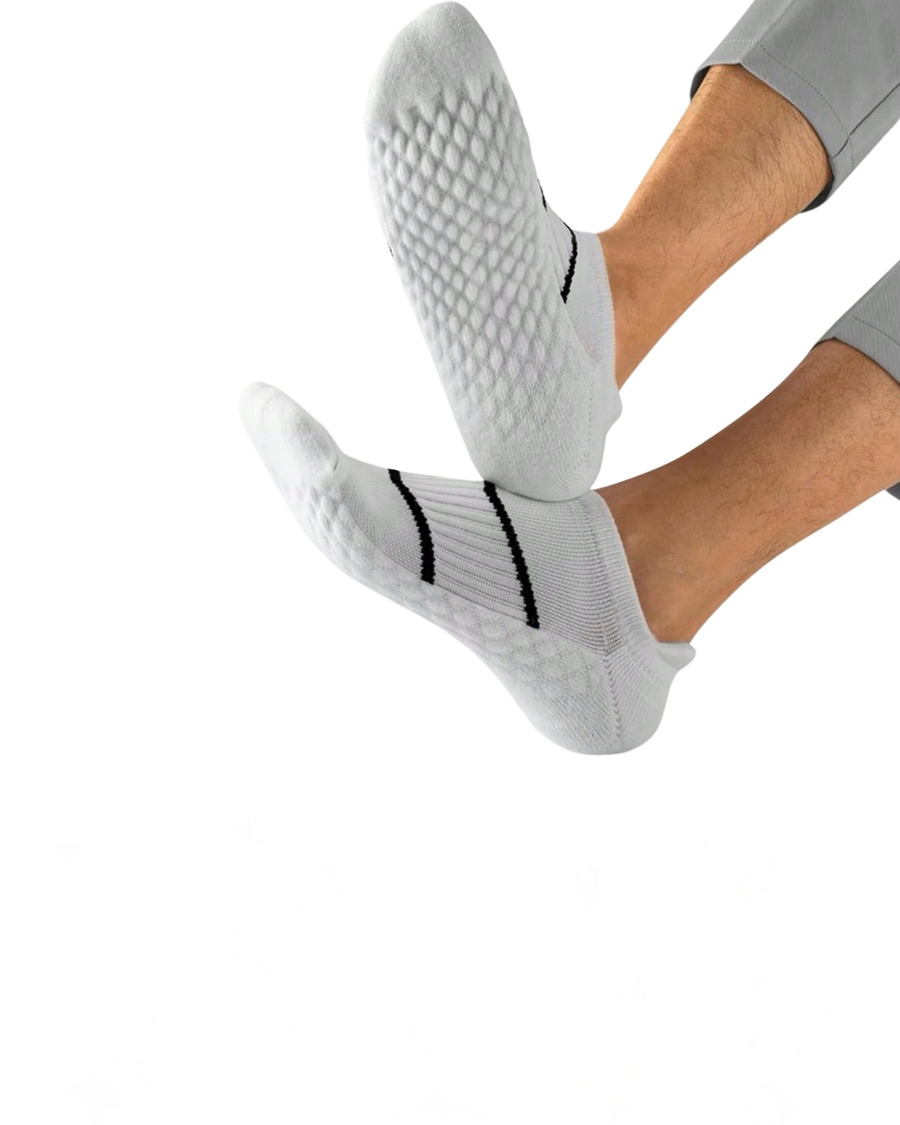 Men's White Sports Ankle Socks – socks worn, textured sole