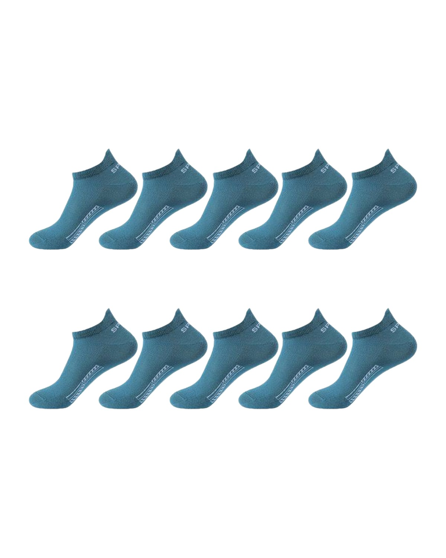 Unisex Cotton Ankle Socks – 10 petrol blue pairs