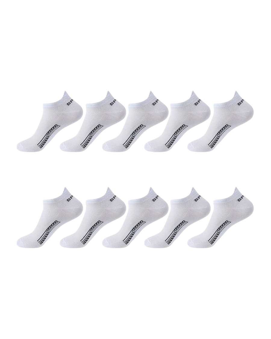 Unisex Cotton Ankle Socks – 10 white pairs
