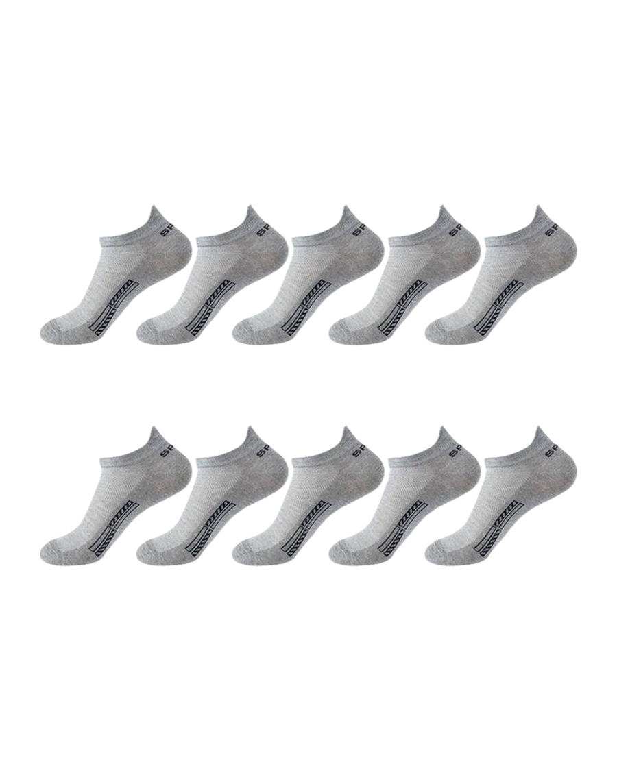 Unisex Cotton Ankle Socks – 10 light grey pairs