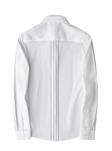 Camicia Bianca a Righe Uomo - Leggera, Maniche Lunghe