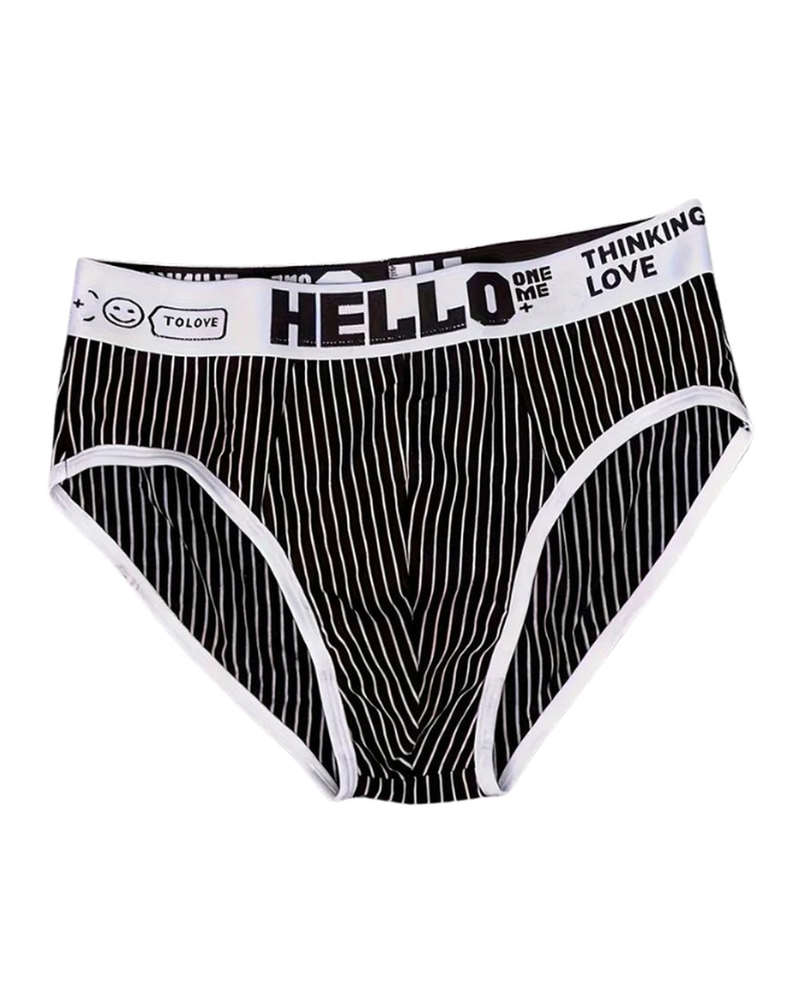 Slip uomo in cotone a righe sottili – slip nero a righe, vista davanti