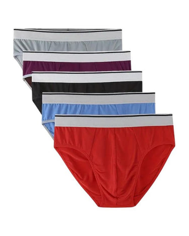 Slips lisos de modal y bambú para hombre – 5 slips: gris, morado, negro, azul claro, rojo