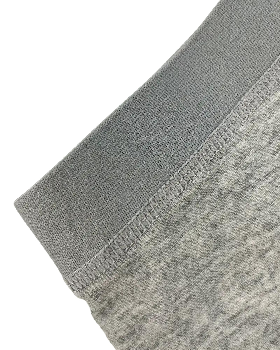 Men's Grey Cotton Long-Leg Boxers with Fly – close-up of the waistband