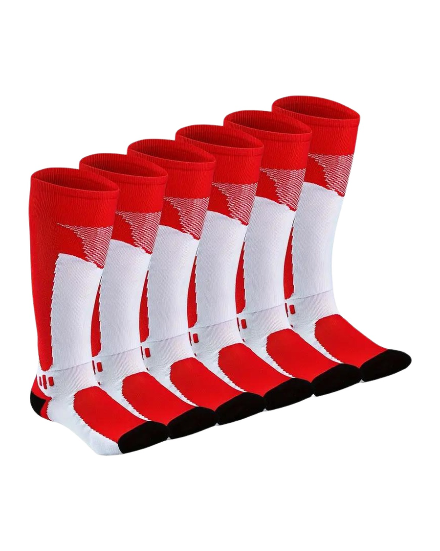 Calze sportive lunghe bicolore – calze rosse e bianche, 3 paia