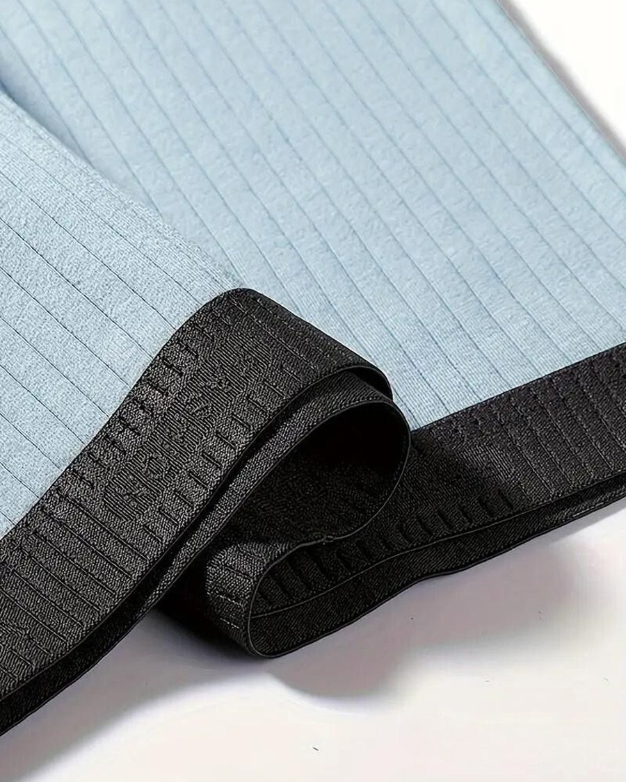 Men's Ribbed Cotton Boxer Briefs with Hemless Leg – close-up of the waistband and ribbed fabric