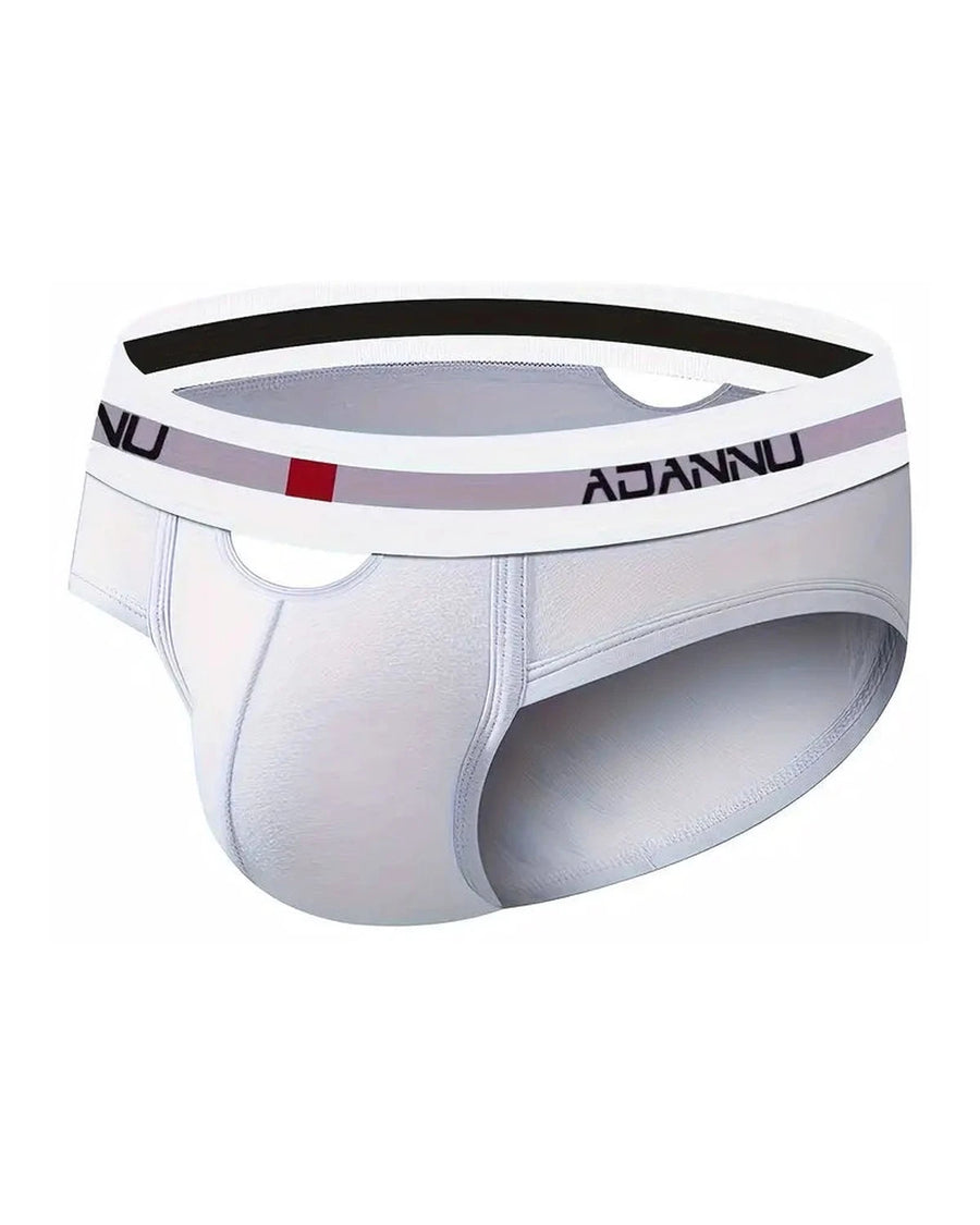 Men's Low-Rise Cotton Briefs in Colours – white brief, side view
