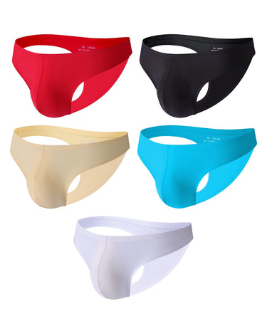 Men's Seamless Briefs – pack of 5 pieces, 1x red + 1x black + 1x ivory + 1x light blue + 1x white