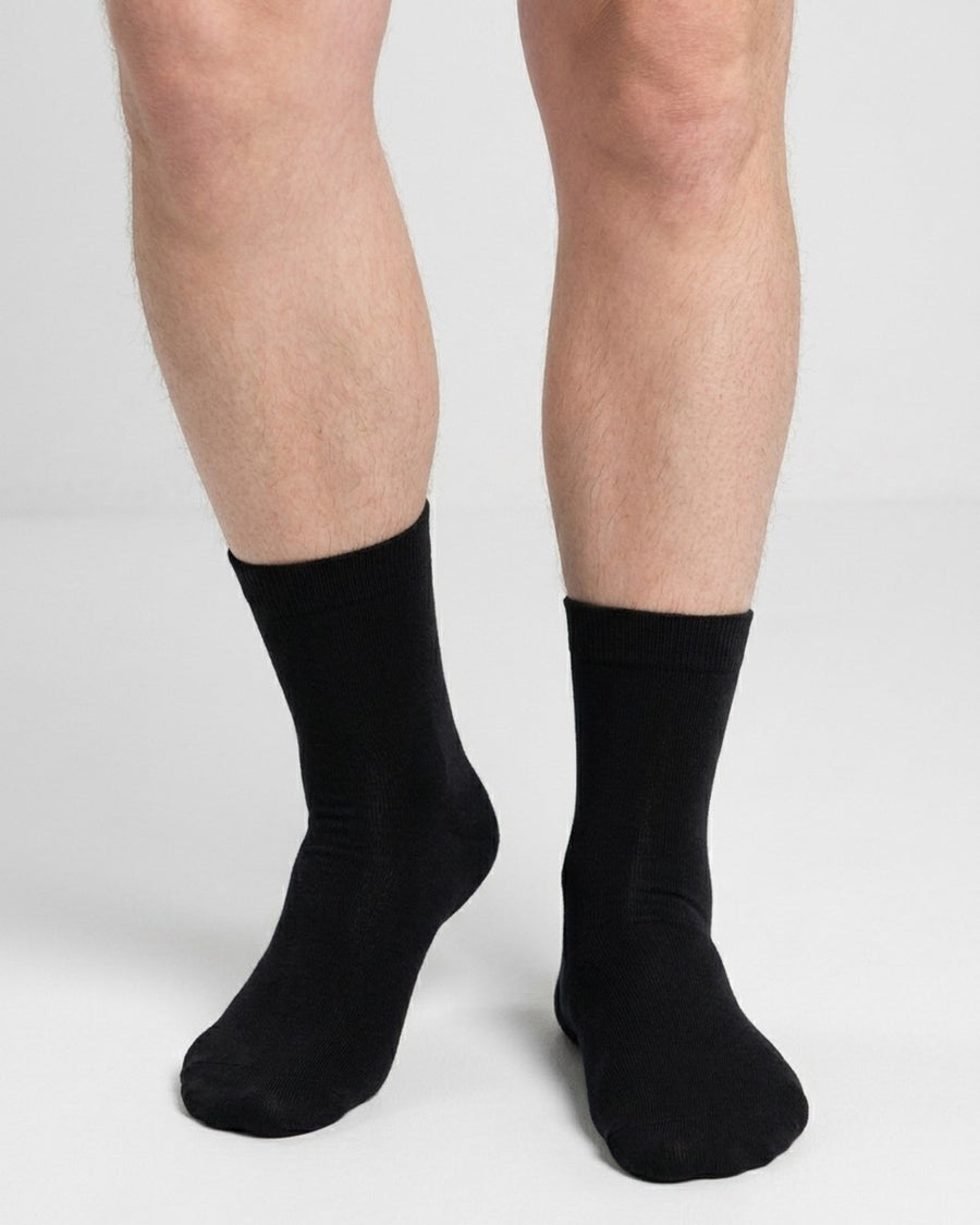 Men's Cotton Dress Socks – worn, front view
