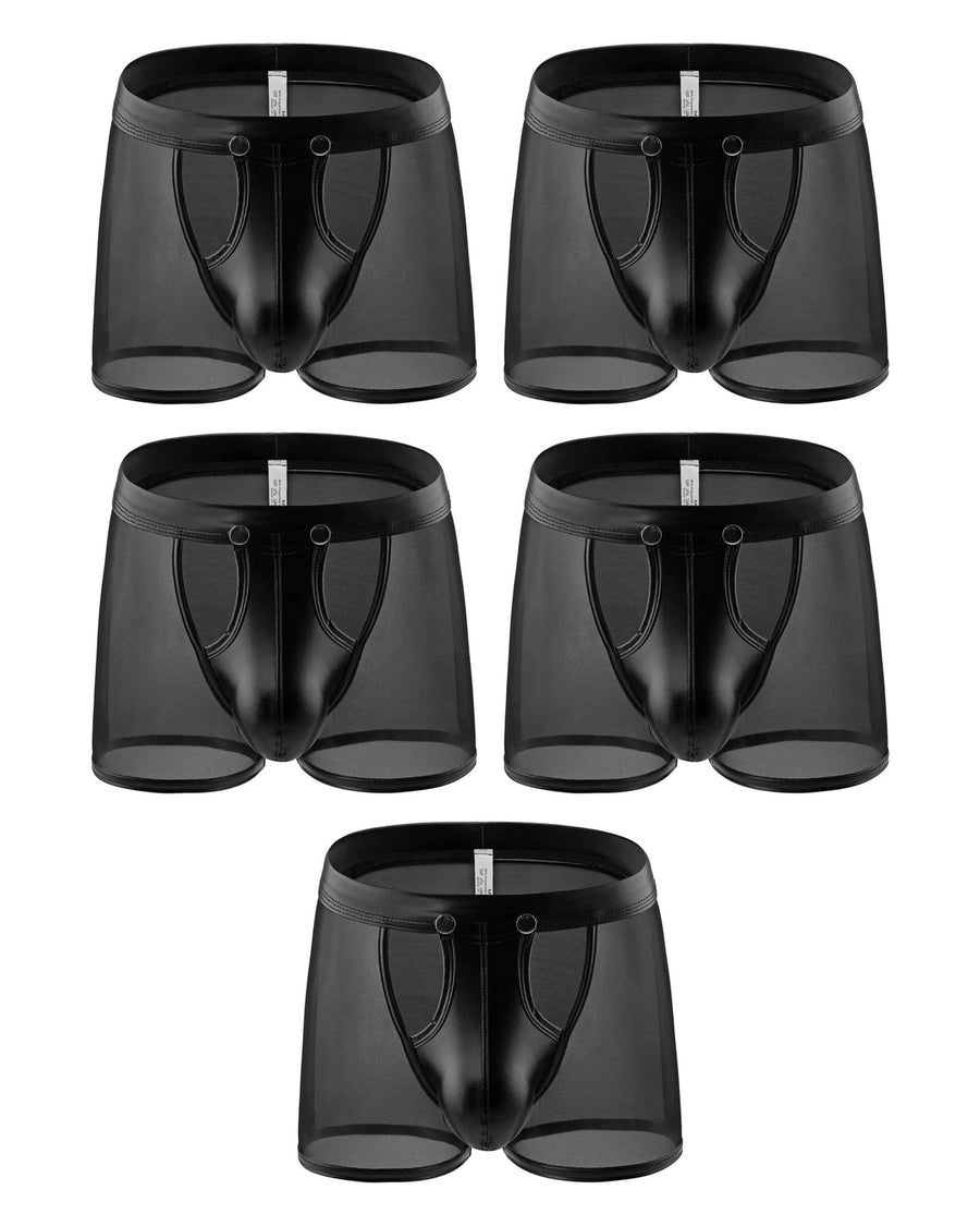 Gennemsigtige herreboxershorts i net – pakke med 5 stk., 5x sort