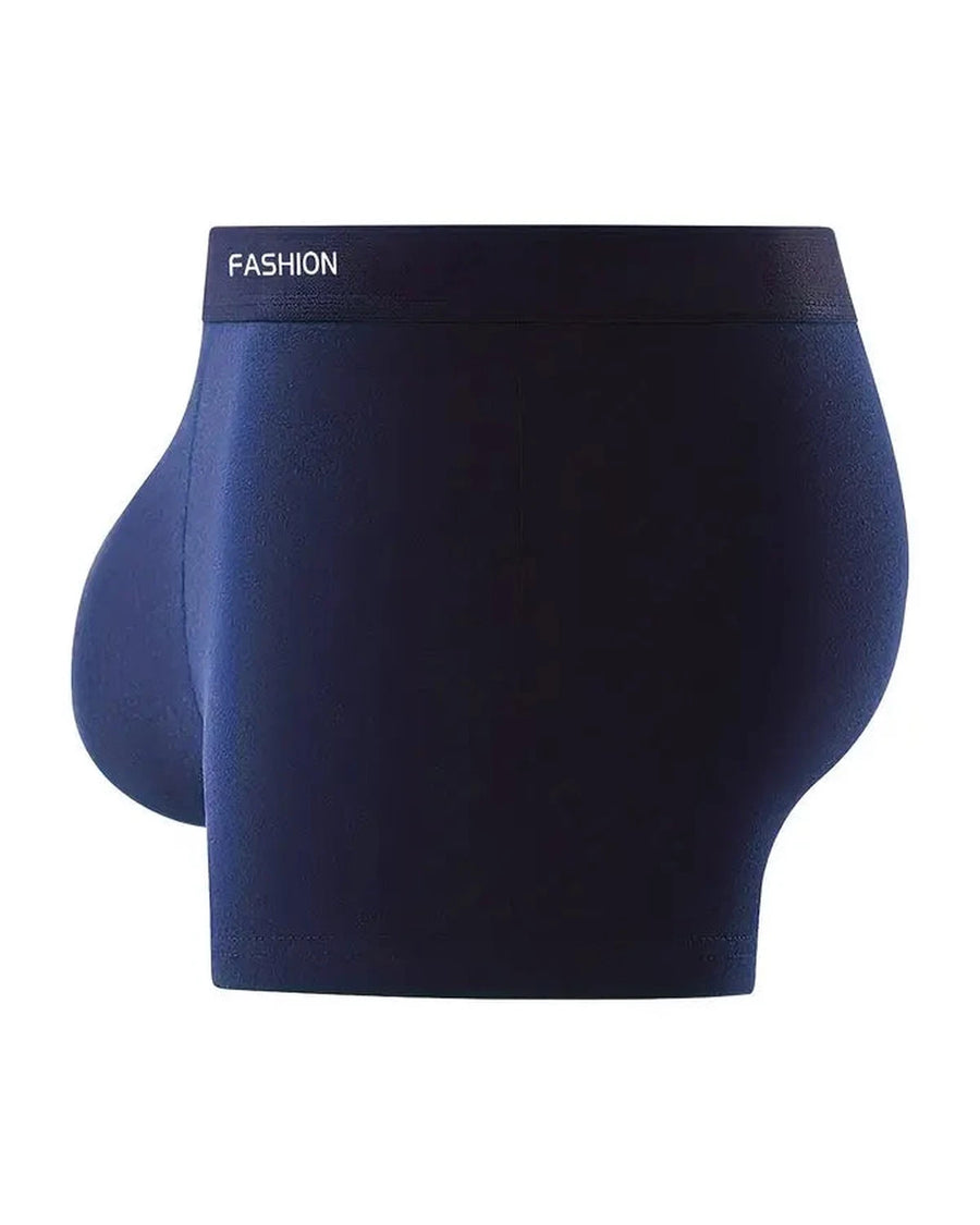 Gladde effen boxershorts heren – marineblauwe boxer, zijaanzicht