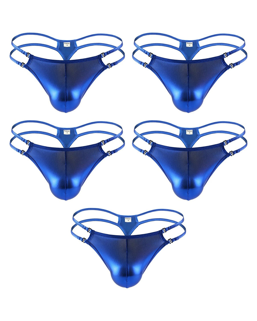 Men's Low-Rise Silky Microfibre Tanga Briefs – pack of 5 pieces, 5x metallic blue