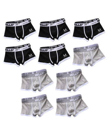 Boxer uomo in cotone HELLO – i 10 boxer della confezione: 5 neri e 5 grigi