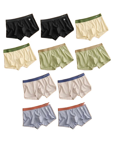 Boxer uomo in cotone a coste – i 10 boxer della confezione: 2 neri, 2 giallo chiaro, 2 verde chiaro, 2 grigio chiaro e 2 azzurri