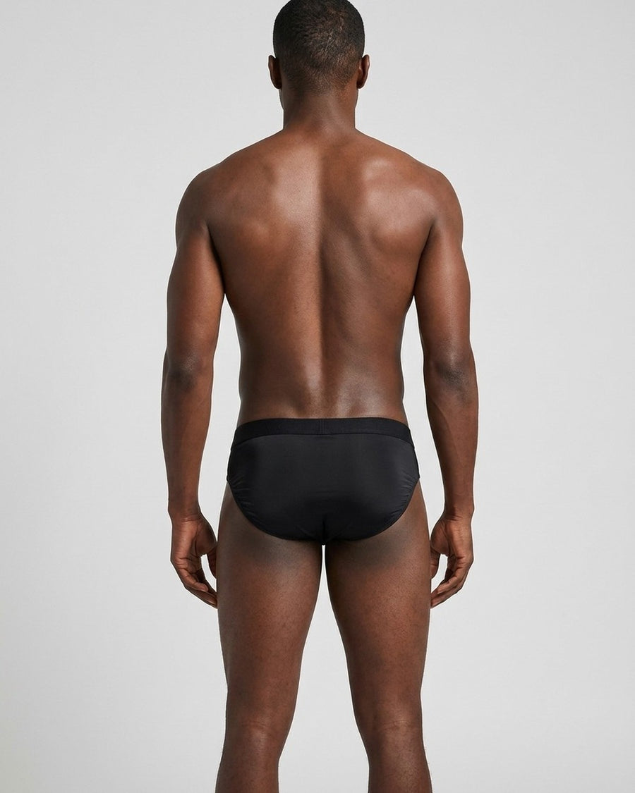 Men's Low-Rise Silky Microfibre Briefs – worn, back view