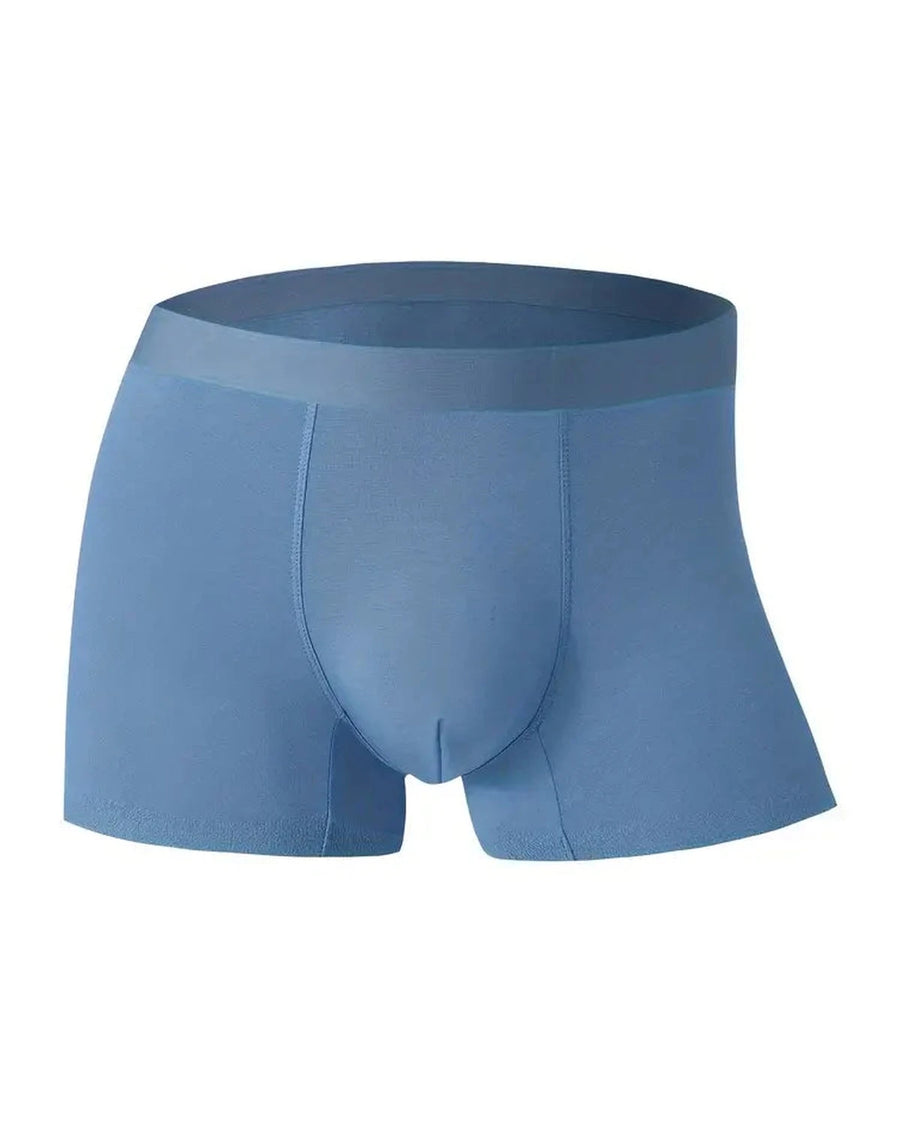Men's Seamless Microfibre Boxer Briefs – steel blue boxer, three-quarter view