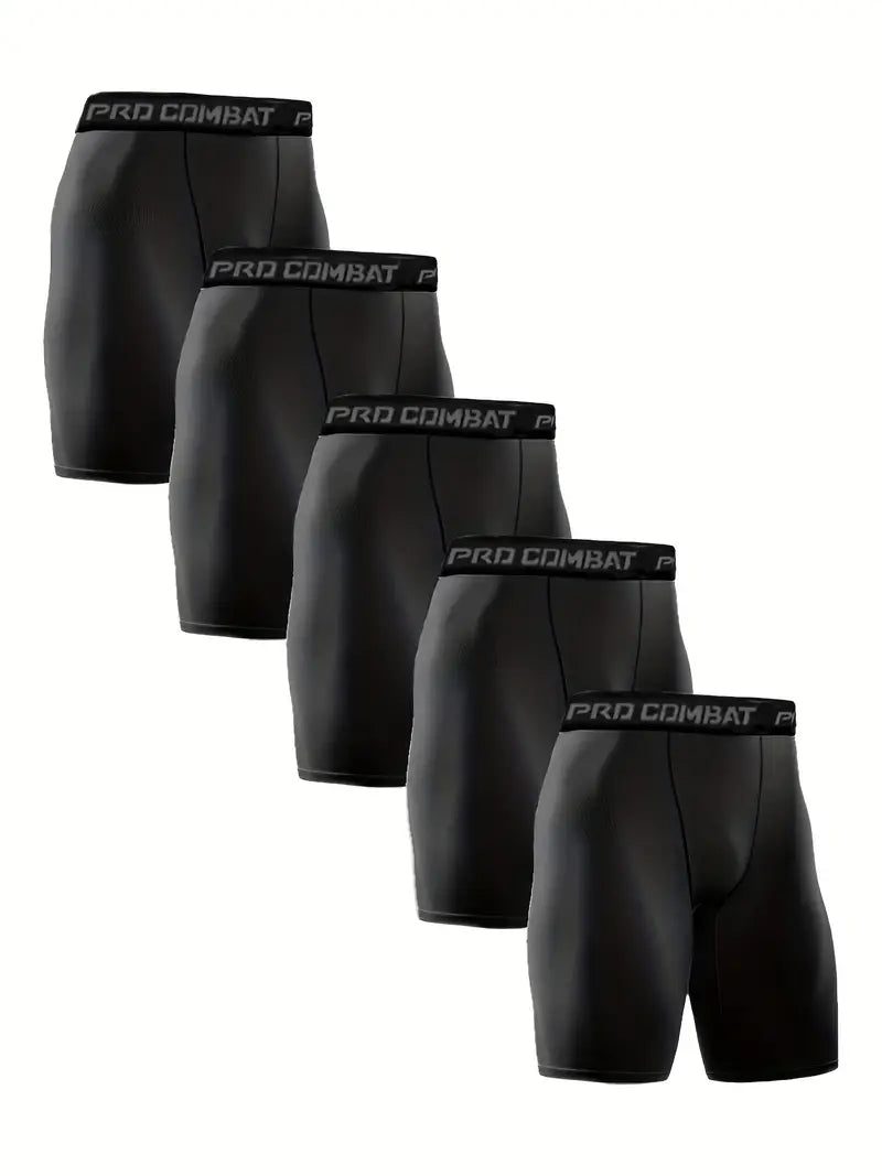 Men's Long-Leg Stretch Sports Boxers – pack of 5 black