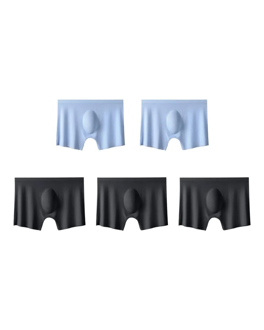 Men's Ultra-Thin Silky Microfibre Boxer Briefs – pack of 5 pieces, 2x light blue + 3x black
