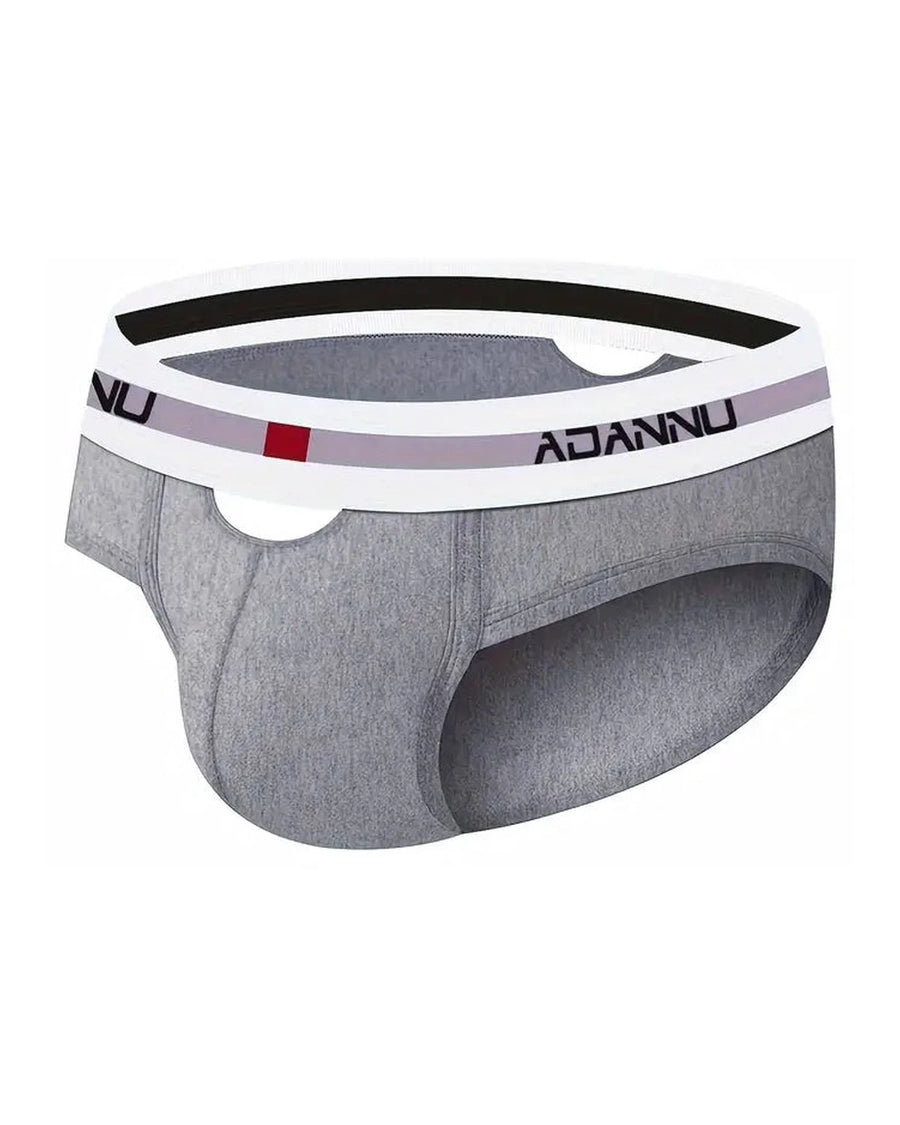 Men's Low-Rise Cotton Briefs in Colours – grey brief, side view