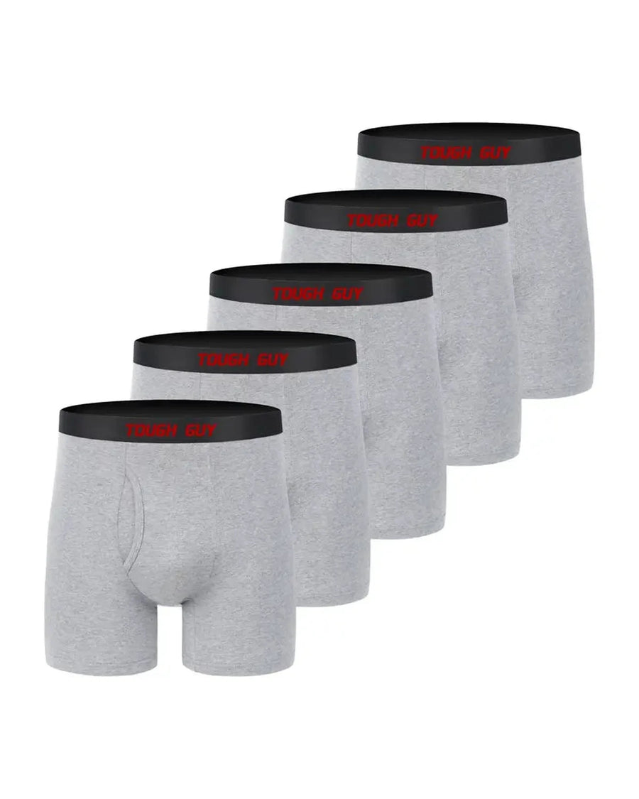 Men's Cotton Sports Boxer Briefs with Fly – 5 light grey boxers