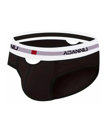 Men's Low-Rise Cotton Briefs in Colours – black brief, side view