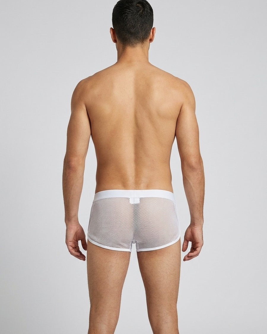 Men's Sheer Mesh Pouch Boxer Briefs – worn, back view