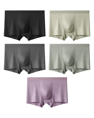 Herreboxershorts i bambus uden sømme – pakke med 5 stk., 1x sort + 1x lys salvie + 1x koksgrå + 1x salvie + 1x syren