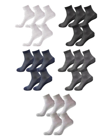 Men's Thin Ankle Socks – pack of 5 pairs, 1x white + 1x black + 1x navy blue + 1x charcoal + 1x light grey