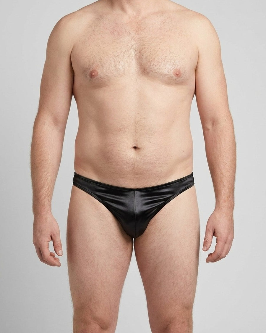 Men's Low-Rise Satin Briefs – worn, front view