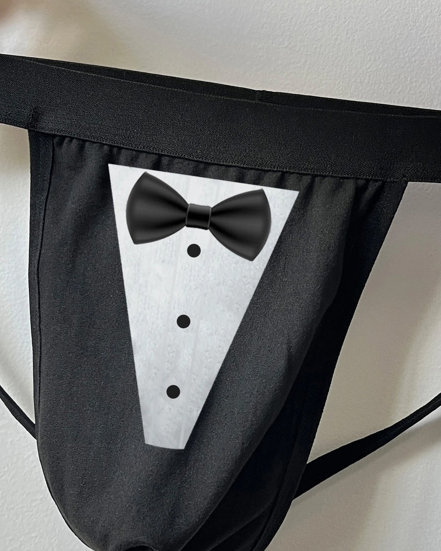 Men's Printed Jockstrap – close-up of the tuxedo print