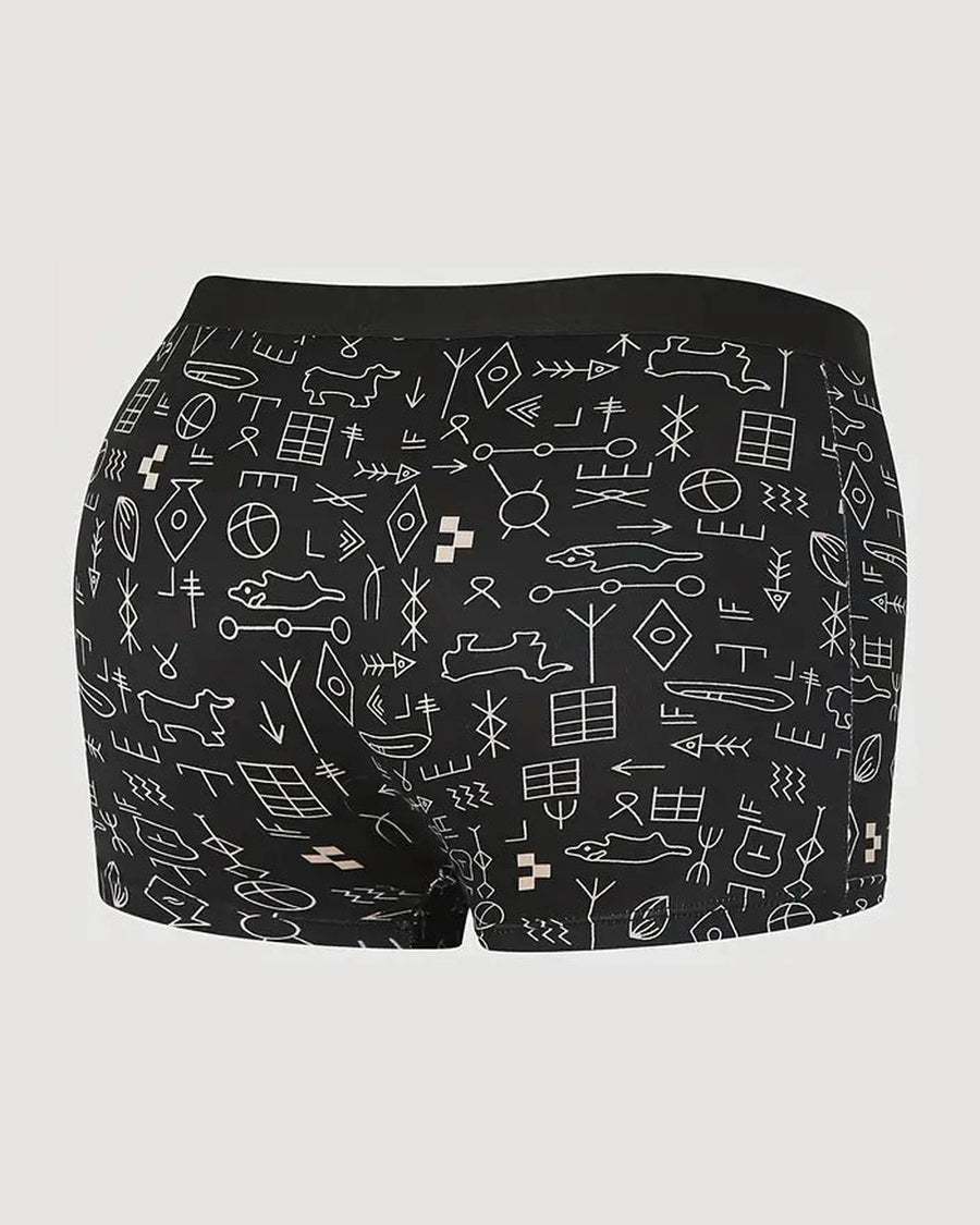 Men's Printed Boxer Briefs – black boxer with symbols, back