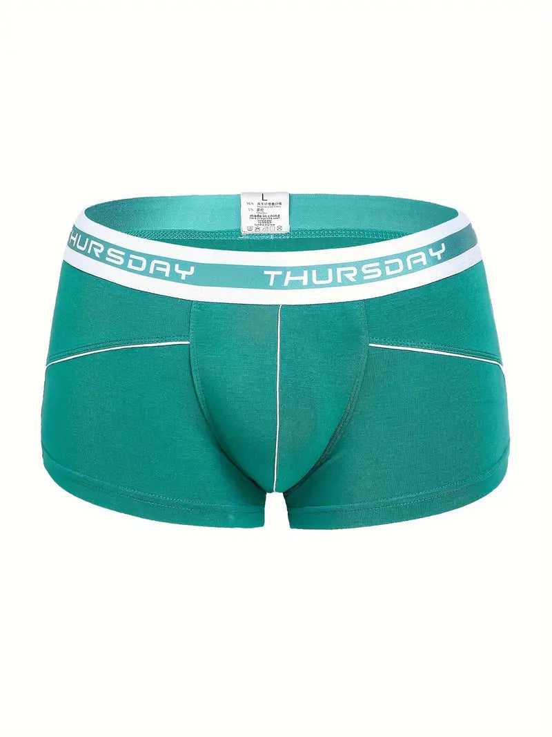 Boxer uomo in fibra di bambù con i giorni della settimana – boxer verde, elastico Thursday