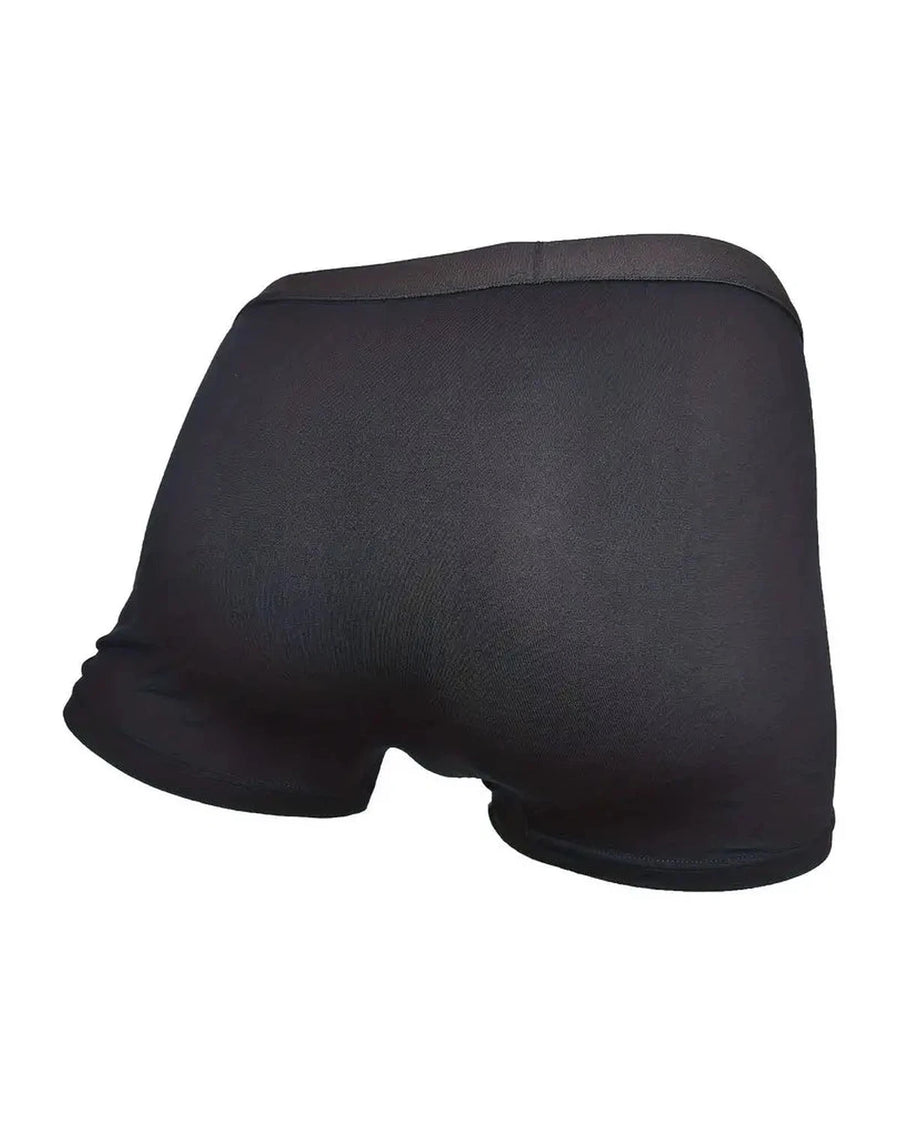 Men's Bamboo Fibre Boxer Briefs with Black Waistband – black boxer, back view