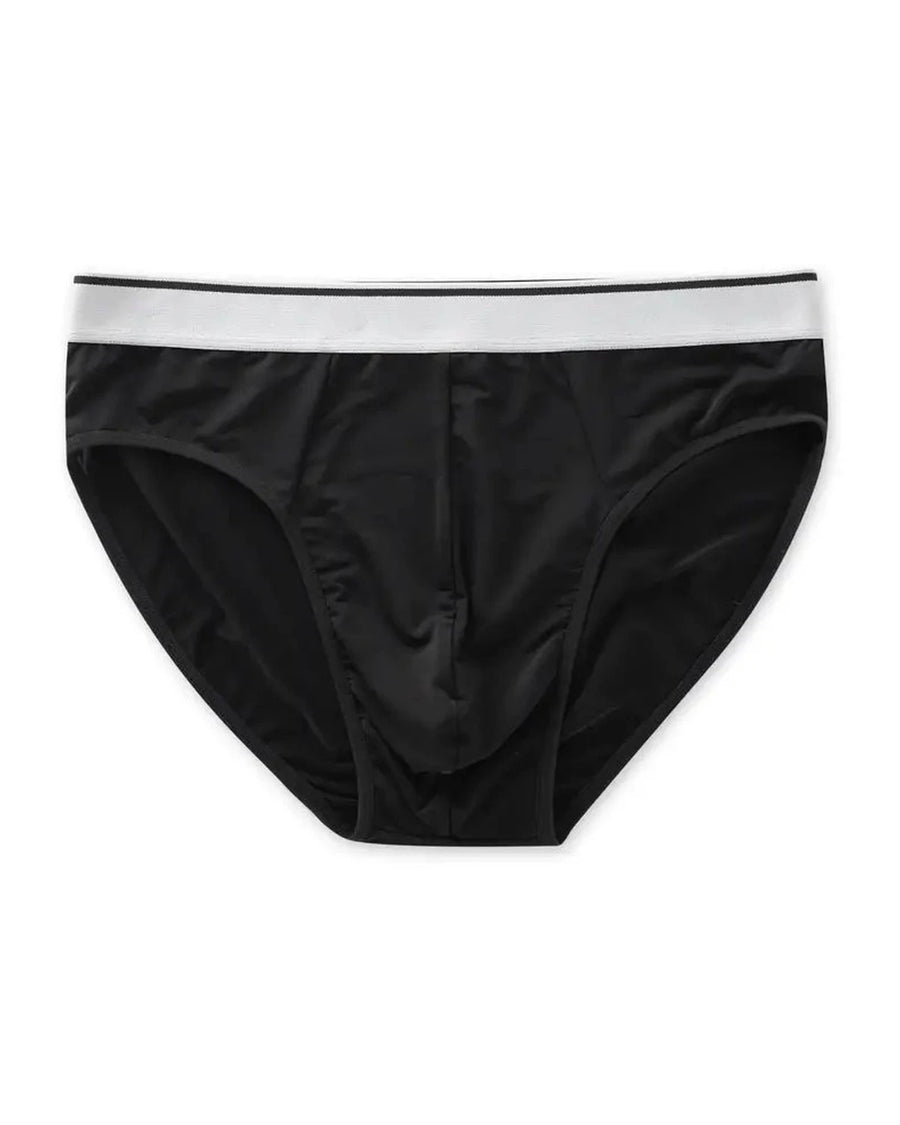 Men's Plain Modal and Bamboo Briefs – black brief, front view