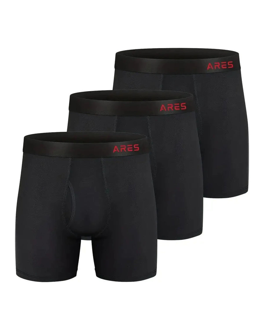 Men's Long-Leg Bamboo Fibre Boxer Briefs – 3 black long-leg boxers