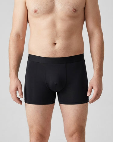 Men's Sports Silky Microfibre Long Leg Boxer Briefs – worn, front view