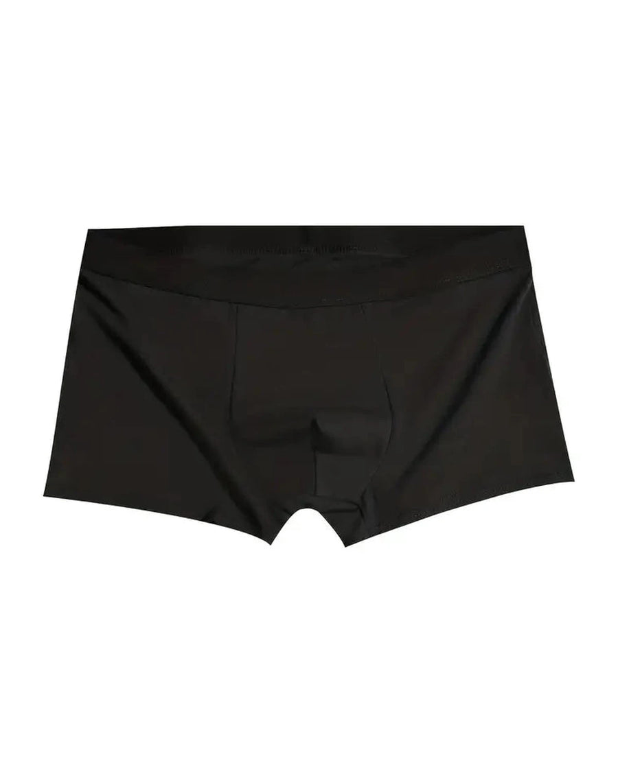 Men's Seamless Stretch Cotton Boxer Briefs – black boxer, front