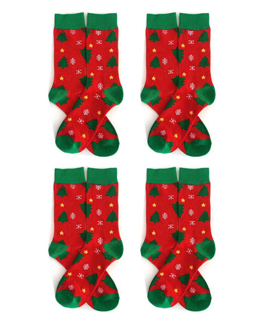 Men's Fun Christmas Cotton Socks – pack of 4 pairs, 4x little trees