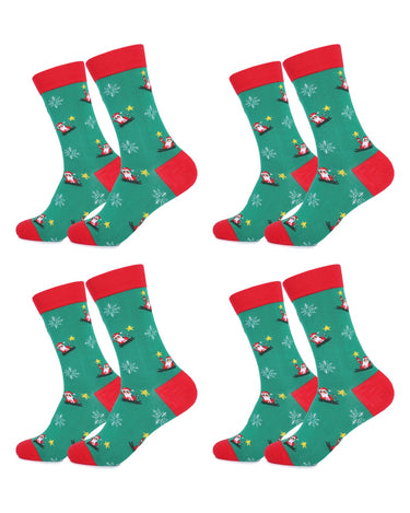 Calzini natalizi uomo in cotone pettinato – confezione da 4 paia, 4x Babbo Natale su verde