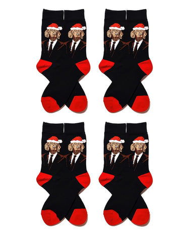 Men's Fun Christmas Cotton Socks – pack of 4 pairs, 4x dog in Santa hat