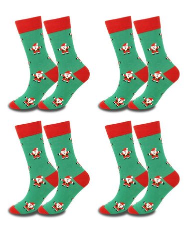 Calzini natalizi uomo fantasia in cotone – confezione da 4 paia, 4x Babbo Natale su verde