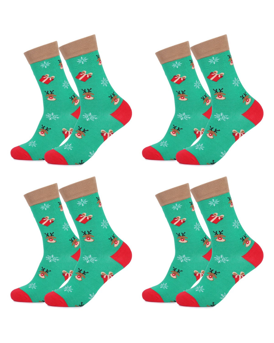 Men's Christmas Combed Cotton Socks – pack of 4 pairs, 4x reindeer and gifts