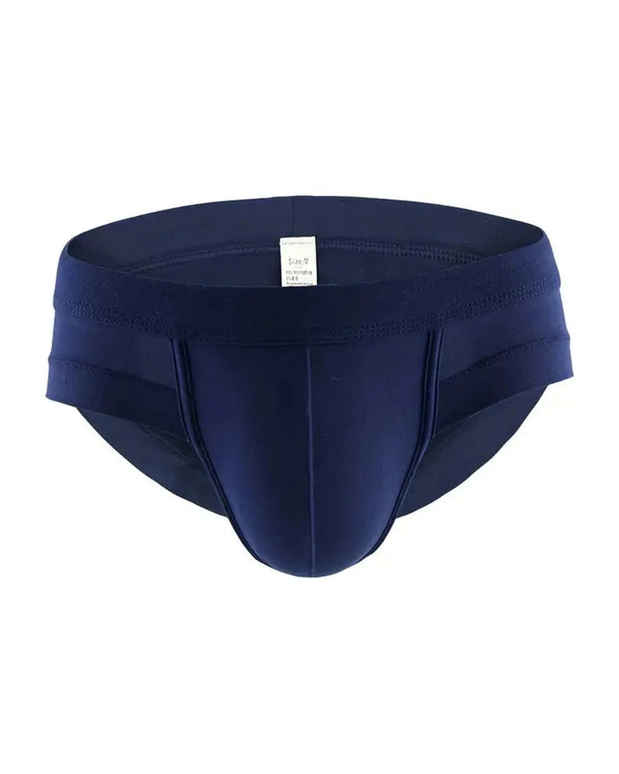 Men's Sports Briefs with U-Pouch – navy blue brief, front