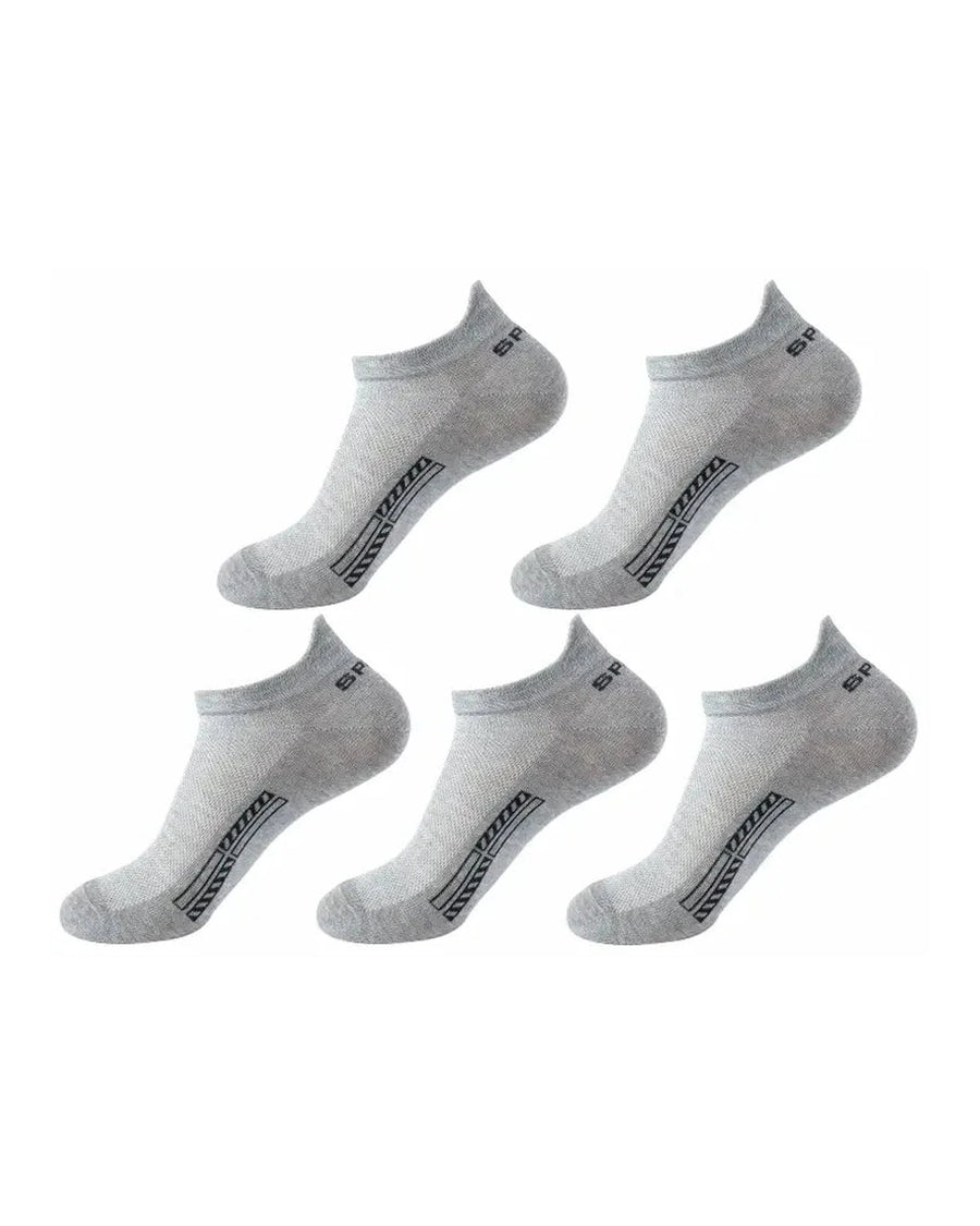 Unisex Cotton-Blend Ankle Socks – 5 light grey ankle socks