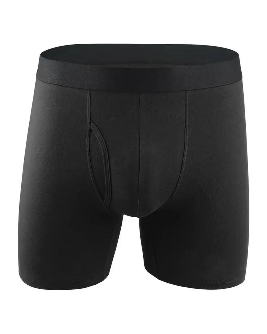 Lange boxershorts heren van katoen en microvezel – zwarte boxer, voorkant