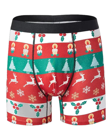 Stribede juleboxershorts til mænd med rensdyr – forside