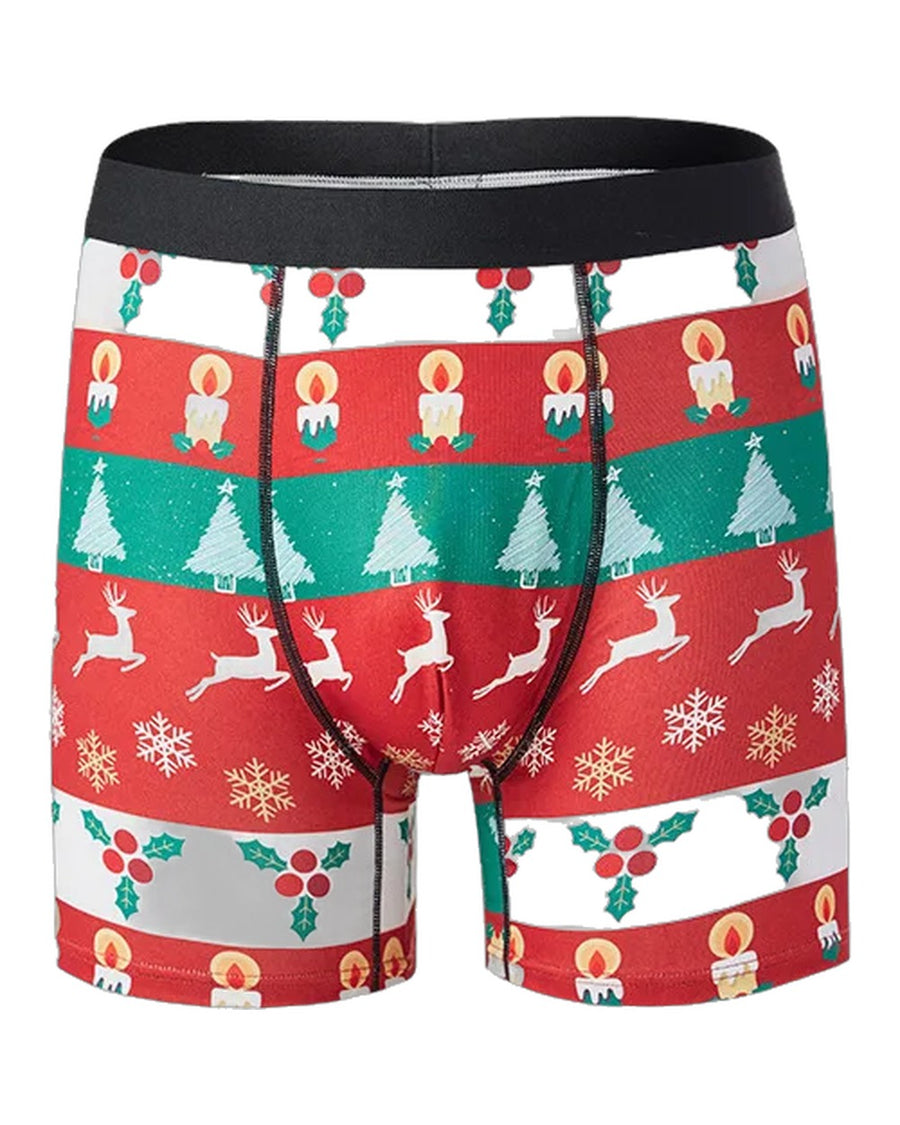 Boxers de Noël homme à rayures avec rennes – face