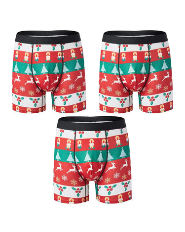 Men's Striped Christmas Boxer Briefs with Reindeer – confezione da 3