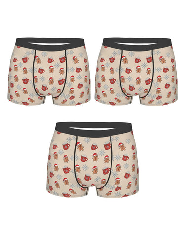 Men's Christmas Boxer Briefs with Gingerbread Men – confezione da 3
